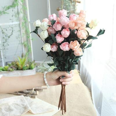 1 Branch PE Rose Artificial Flowers 6 Heads Bouquet Wedding Home Fake Flower Party DIY Decoration