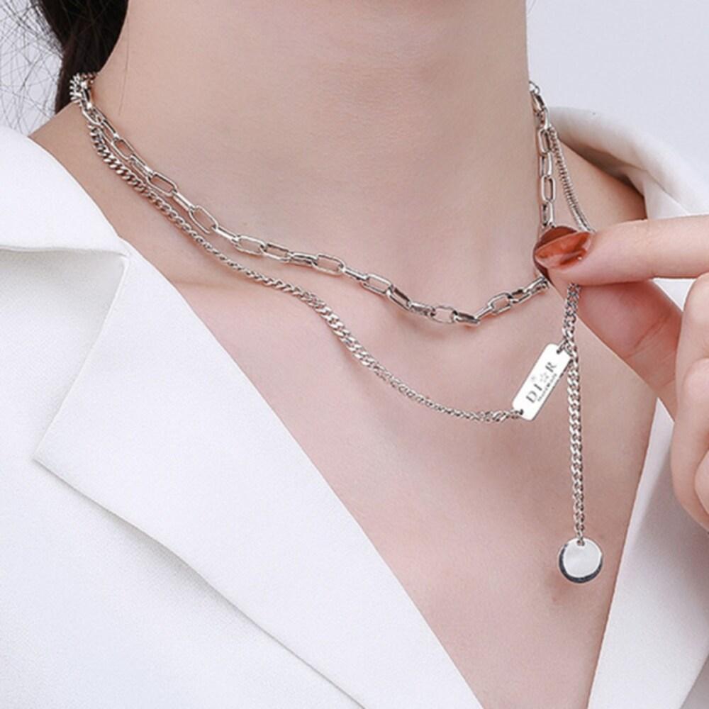 925 Sterling Silver Drop-to-Chain Necklace N323 Chain Necklace