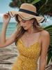 Womens Straw Wide Brim Sun Hat With Black Ribbon Bow Boho Casual Summer Beach Hat