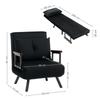 4-in-1 Velvet-Feel Single Chair Bed, with Pillow - Black