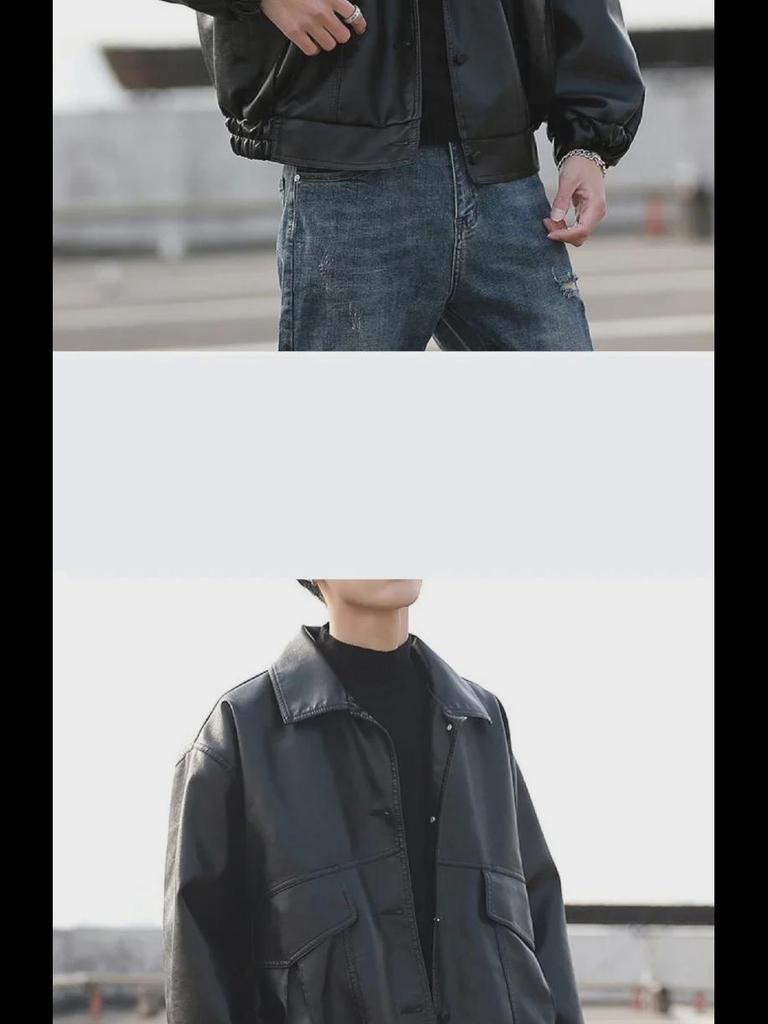 Trendige Herren-Motorradjacke aus PU-Leder – Stilvoller und entspannter Schnitt für Frühling und Herbst