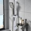 Shower Slide Bar Round Metal Handheld Shower Sliding Bar with   Shower Head Holder for Bathroom 40cm