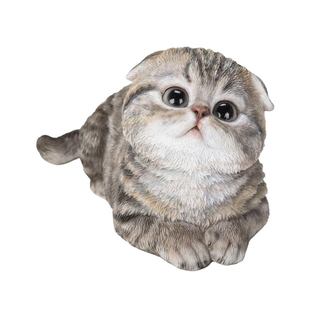 Ubia Crouching Scottish Fold with Drop 15 X X 8 Garden H24083 Ears, Gray, 8.5 Cm, Doll, Figure, Ornament, Animal, Decoration, Cat,