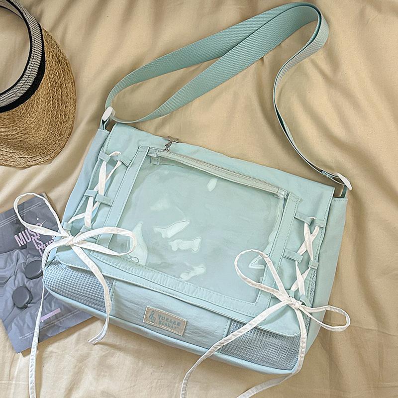 

Japanese Hot-selling Ita Bag Transparent Lightweight Crossbody Bags New Sweet Cute Tote Bag Fashionable Personalized Square Bags 33x7x23cm синий