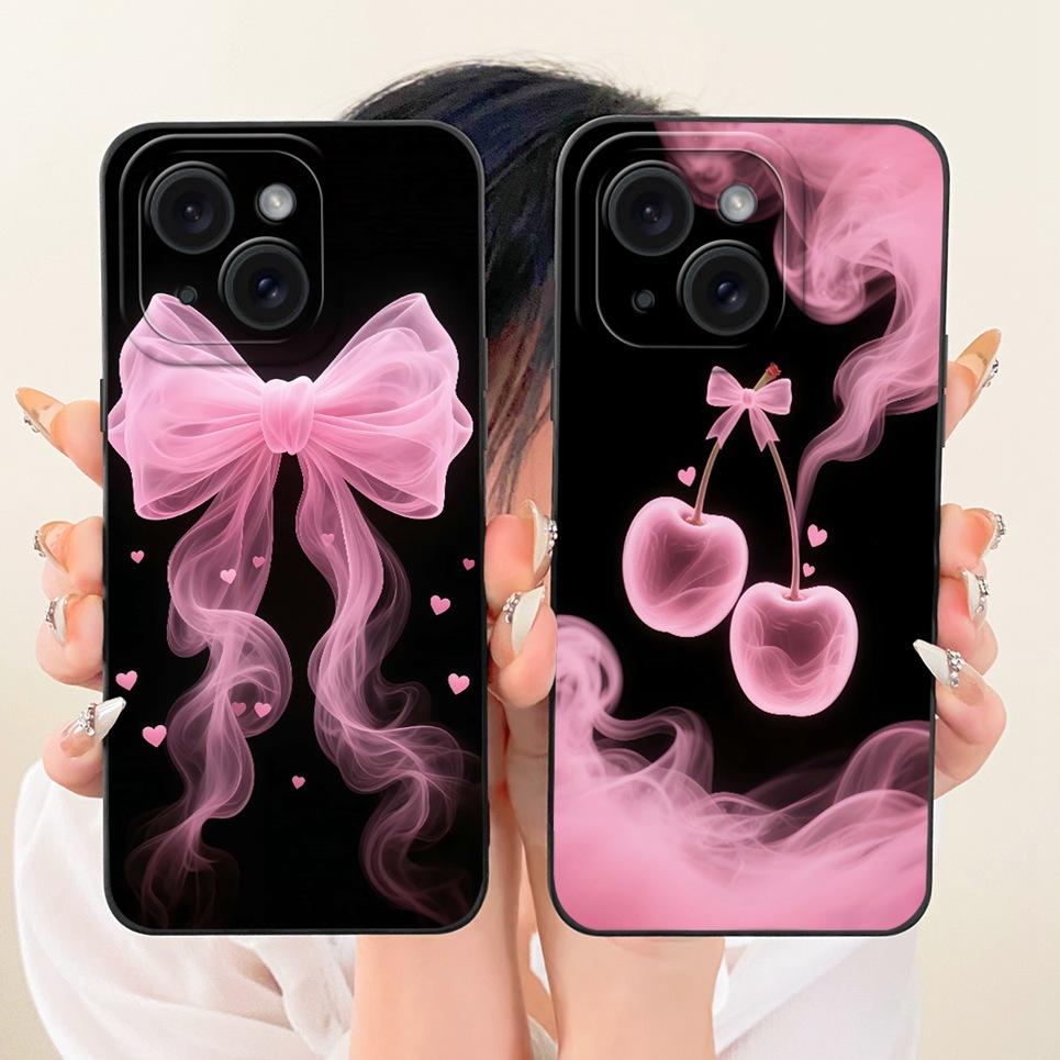Daisy Bow Pattern Butterfly Flower Cherry Back Cover For iPhone 14 Pro Max Phone Case Soft Silicone Casing On iPhone14 14Plus