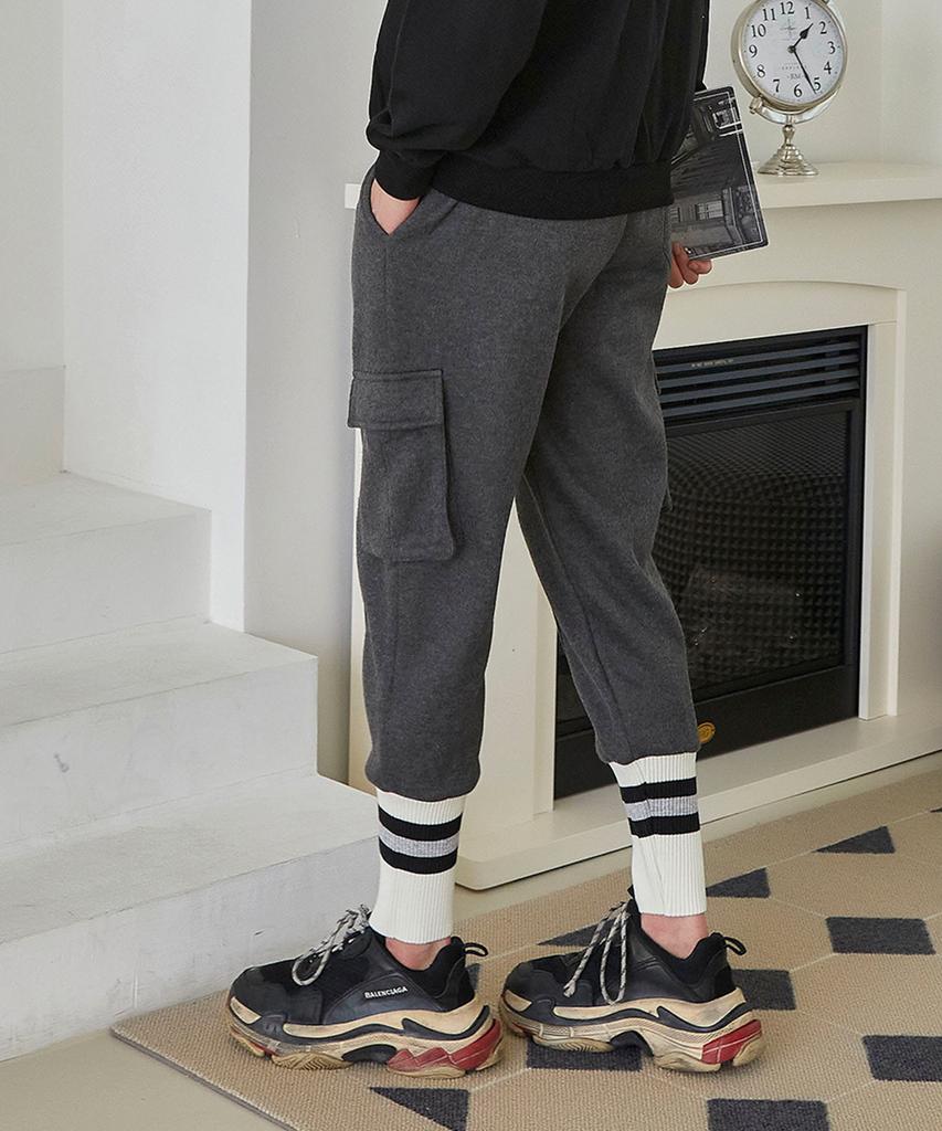 Jikeulib Fleece-Lined String Elastic Cargo Pocket Jogger Pants