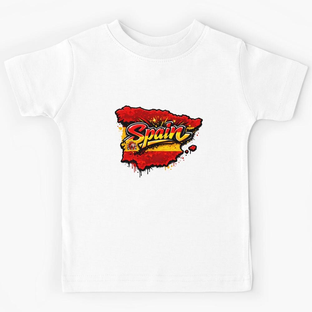 Spain Map Outline – Cool Patriotic Flag Design Kids T-Shirt 140