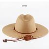 Breathable Paper Straw Panama Hat with Adjustable Chin Strap and Wide Brims Sun Protections for Women Vacation and Trip
