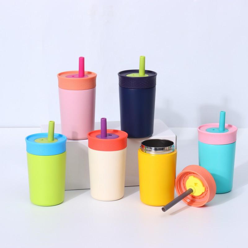 12oz Stainless Steel Vacuum Insulated Tumbler With Straw Lid Leakproof Office Travel Cup Men Women Students