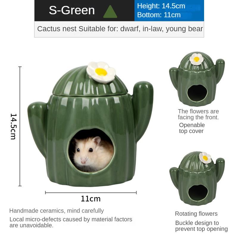 New Cactus Hamster Nest Ceramic Bowl Food Bowl Water Bottle Water Bottle Bracket Golden Bear Avoidance House Landscape Supplies