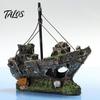 Ornament Acvariu Model Naufragiu Realist, Decor Navă Scufundată din Rășină Solidă cu Orificii Goale, Decor Peisagistic Acvatic Rezervor Pești