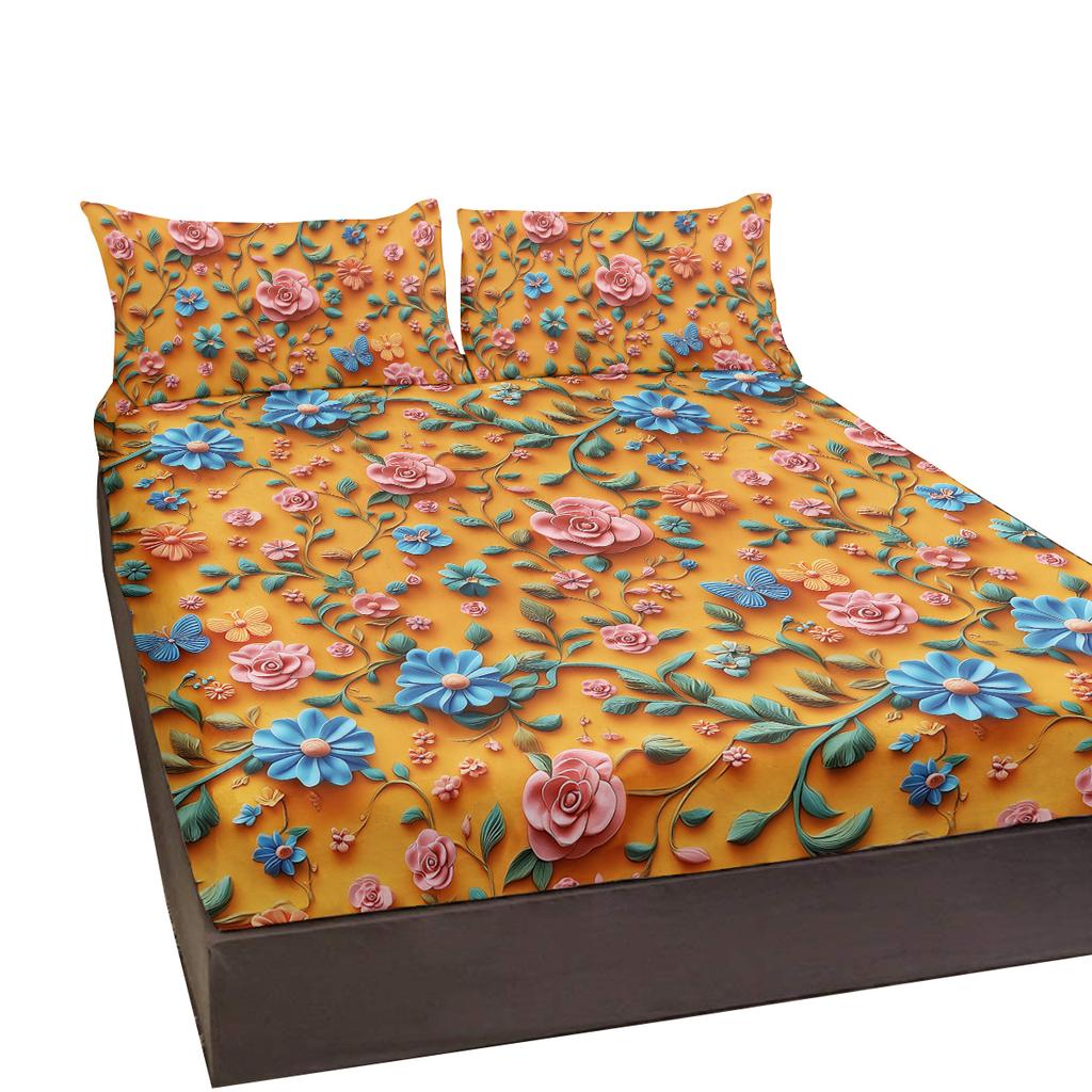 3D Rose Bedding Set Of 3 Pieces With 2 Pillowcases, Suitable For Living Room And Bedroom (Couple, Romantic, Anniversary)