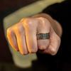Adjustable Open Ring Men Women Vintage Hip Hop Style Plated Six Words Mantra Design