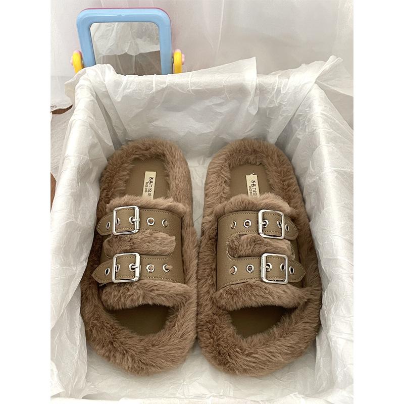 

Mao Mao slippers women s autumn and winter wear 2025 new Internet celebrity explosion fashion thick bottom plush cotton slippers ins tide 40 хаки