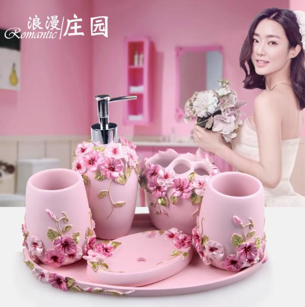 5/ 6pcs Resin Bathroom Accessories Sets/Dispensers/Dishes/Toothpaste Holders/tray/Bathroom Tumblers/kitchen Bathroom Products