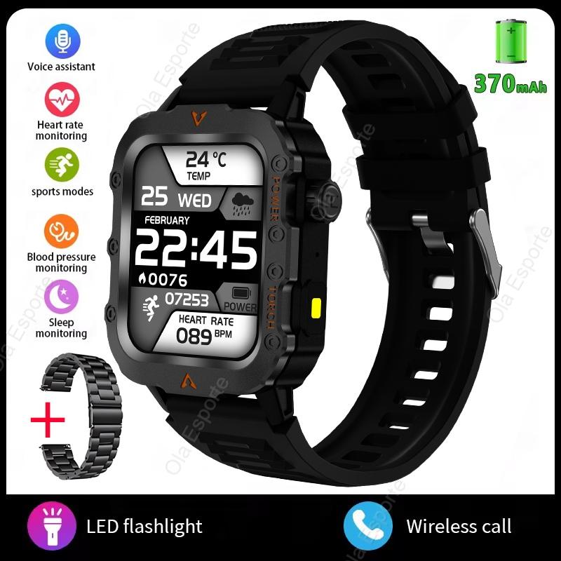 New Sports Smartwatch Bluetooth Call LED Flashlight Sleep Health Monitoring Fitness Tracking Men Outdoor Smart Watch HT30