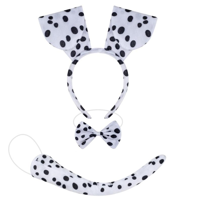 Halloween Dog Costume Accessories include Dog Ear Headband Dog Tail Nose Bowtie Skirt Gloves for Women Girl Cosplay