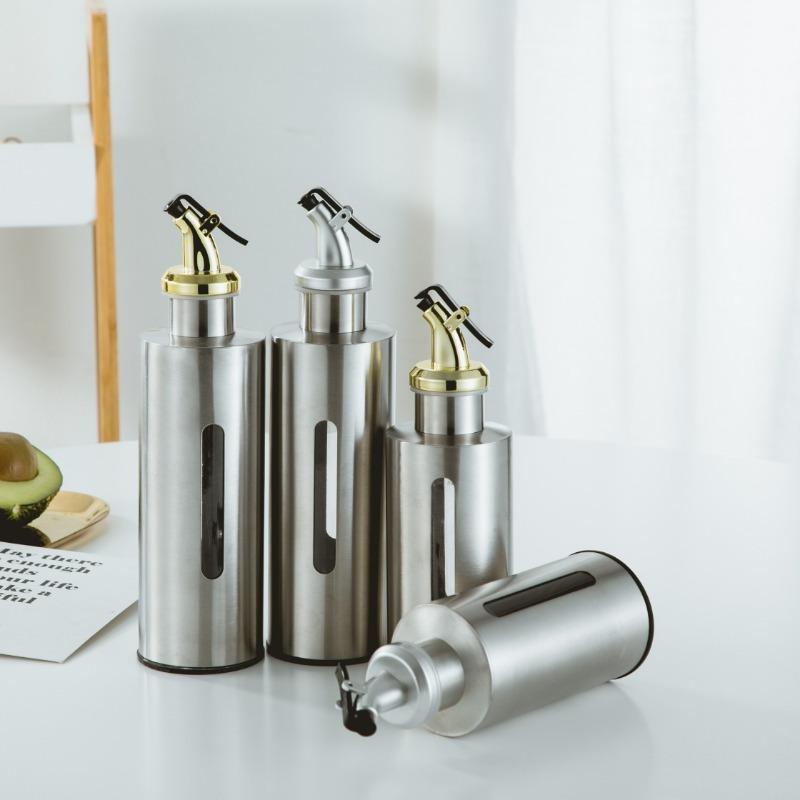 1 Stück, Edelstahl Haushalts-/Hotelölkanne, Essigkanne, Sojasaucenflasche, Gewürzflasche mit Trichter (kleine Größe), Küchenutensilien, Küche