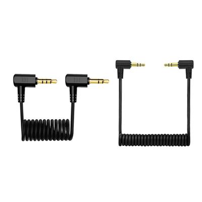 Coiled 3.5mm Recording Connection Cable with Right Angle Two Male Ends for Daily Field Work Use Vlog Studio