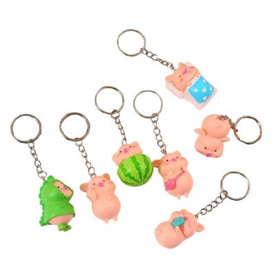 Pack Of 7 Pig Keychains Animal Keyring Pendant Colorful Bag Charm Accessory Wallet Handbag Ornament for Women Girls