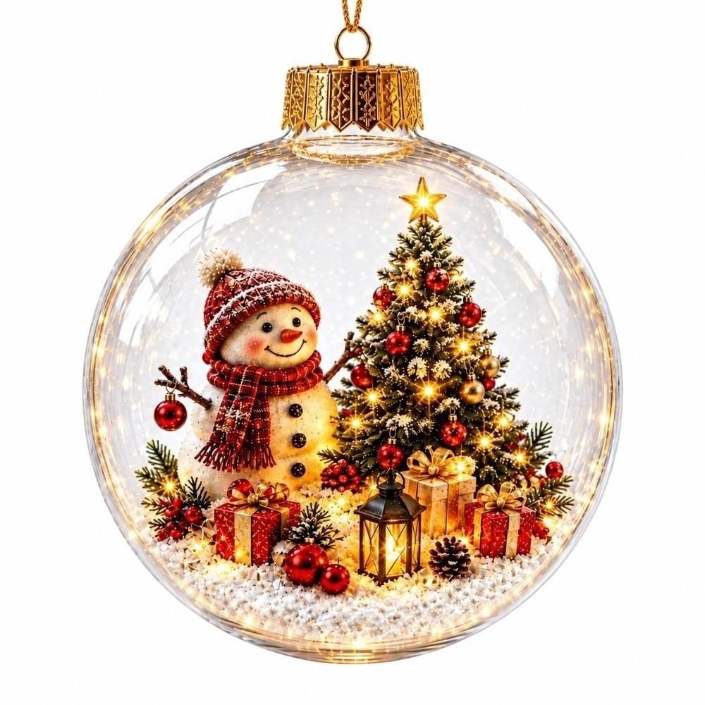 2D Flat Pattern Christmas Ball Ornament Transparent Clear Sphere Bauble  Family Gathering