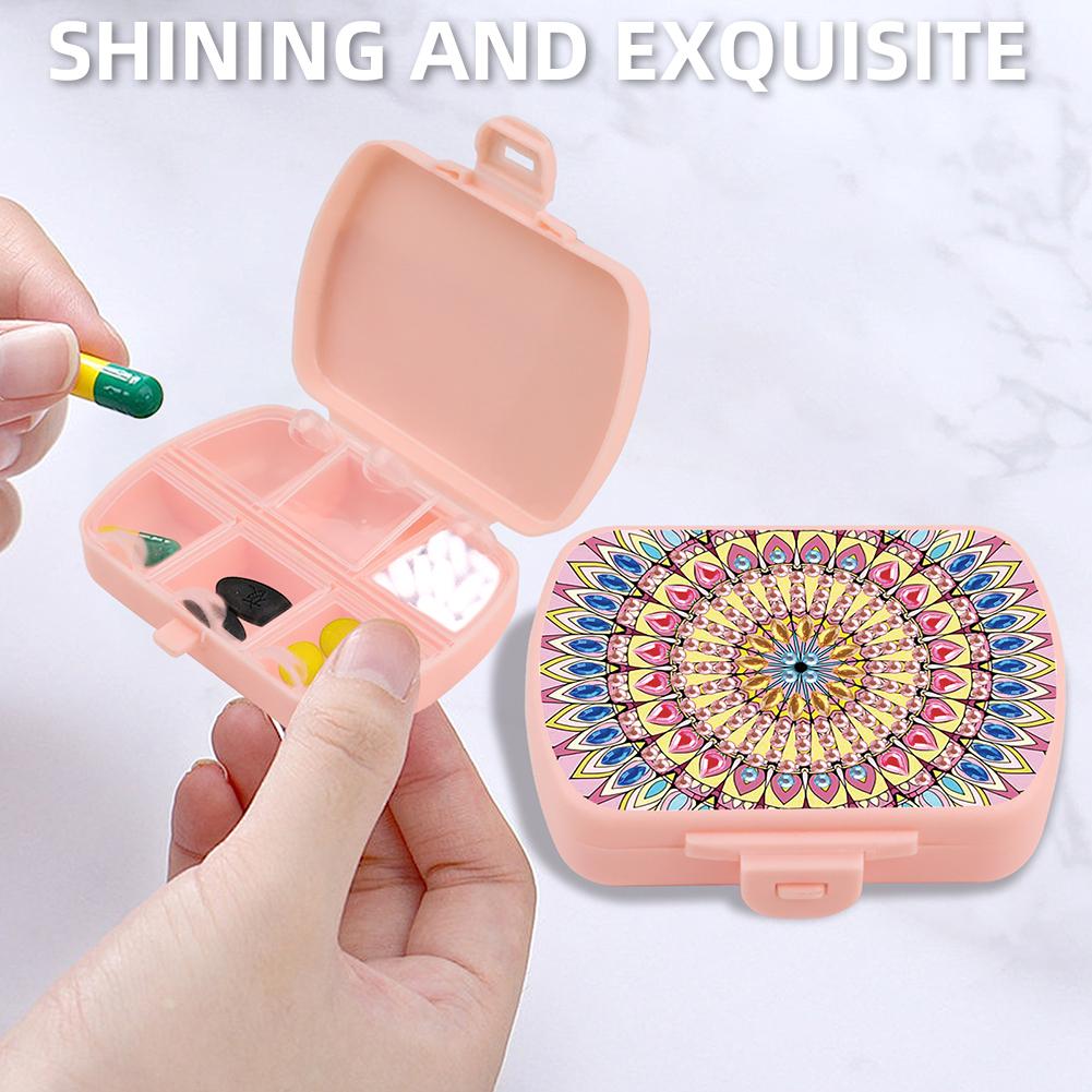 2Pcs DIY Animal Pattern Portable Crystal Pill Dispenser 6 Grid Diamond Painting Dot Pill Box Moisture-Proof for Adults Beginners