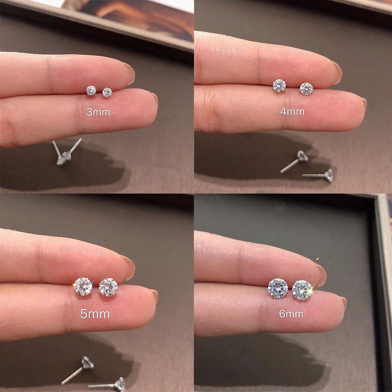 Super Sparkly Zirconia Earrings for Women - Niche Design, Easy Ear Care, No Need to Remove, Small Cochlea Bone Studs.