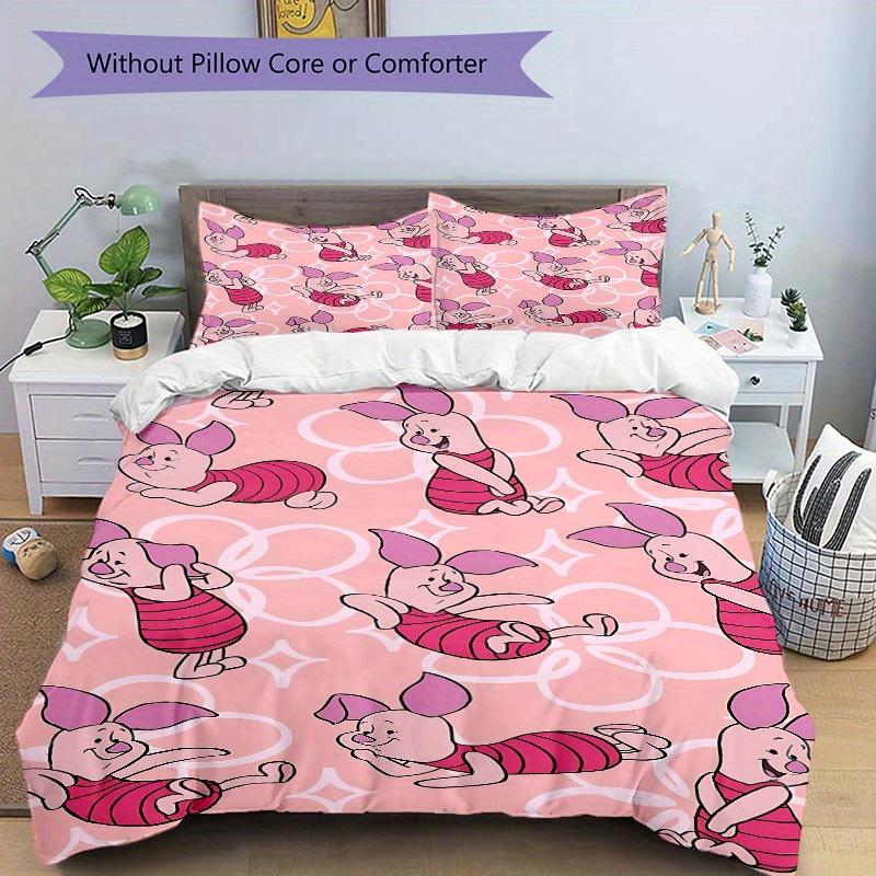 3pcs Piglet Pattern 1 Cover+2 Pillowcases, Pillow Inserts Not Included, Machine Washable, All-Season Use, Teen and Adult Rooms131