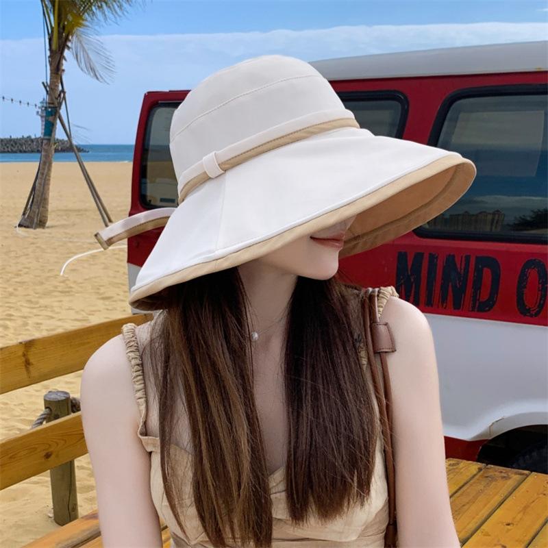 Hat Spring and Summer Women's Versatile Double-sided Bucket Hat Solid Color Big Eaves UV Protection Sun Hat Women's Summer Sun Protection