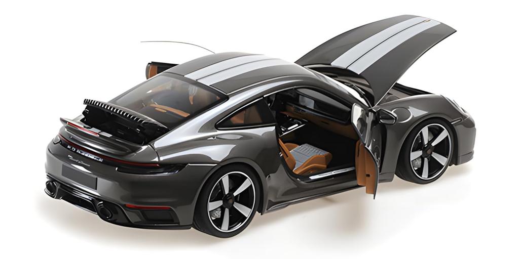 Minichamps Scale Porsche 911 Sport Classic 2022 Gray Metallic with Stripes 1/18 (992)