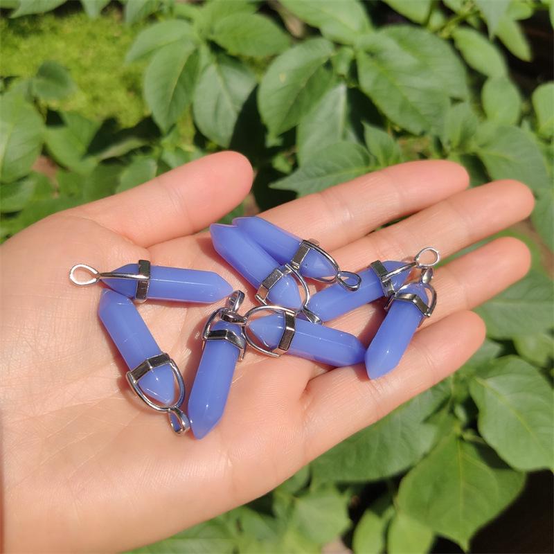 Crystal Hexagonal Pendant Necklace - European & American Popular Luminous Bullet Head Design