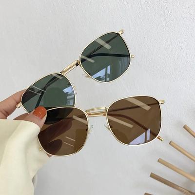Fashion Metal Square Sunglasses Female Male Stylish Round Shape Sun Spectacles Gafas De Sol Ladies Retro Black Driving Use Shades UV 400 Protection