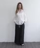 Mosyupamosyu Wrinkle Maxi Low-Rise Slit Skirt [Black]