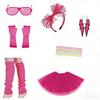 PESENAR 80er Jahre Neongelb Tutu Kostüm Zubehör Set mit Haarreif, Beinstulpen und Sonnenbrille