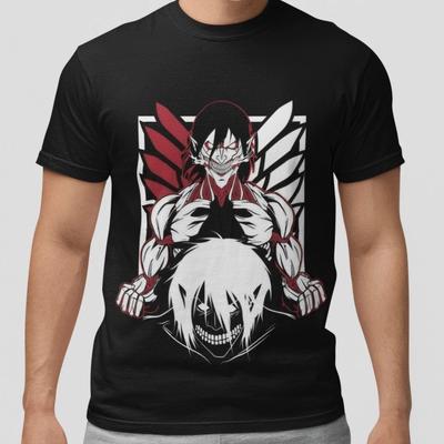 Anime Eren Yeager Titan Form Attack On Titan Black T-Shirt