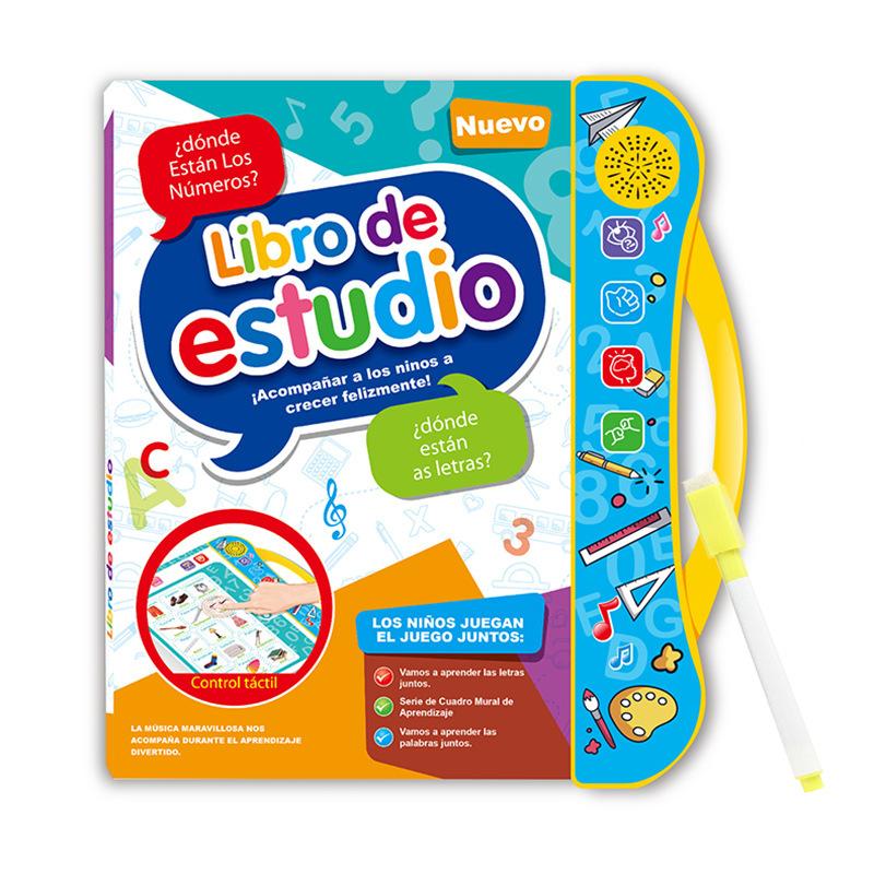 Dual-Language Teaching Educational Learning Machine Spanish/English Musical Toy Sound Battery-Powered Cartoon E-Book for