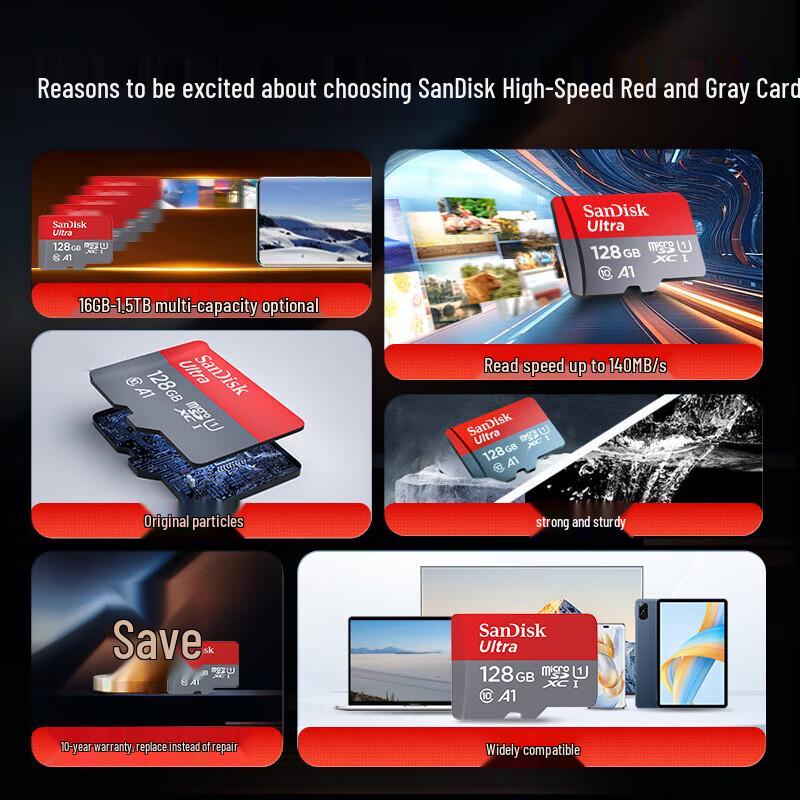 SanDisk 128GB Extreme microSD Card A1 U1 C10 (140MB/s)