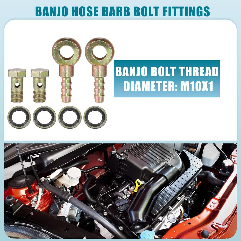 A ABSOPRO Banjo Bolt M10x1 8mm Banjo Hose Barb Bolt Fitting Brake Line Fitting