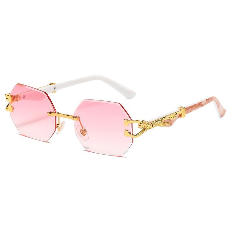 Hexagon Rimless Sunglasses Square Women Retro Men Sun Glasses Brand Designer Eyewear Uv400 Shades Female
