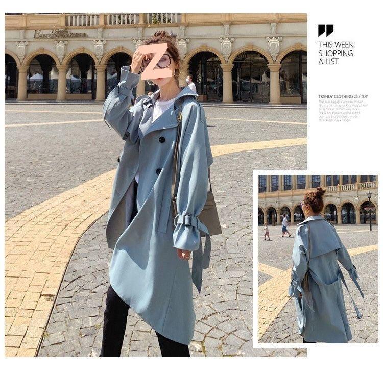 Women's Mid-Length Korean-Style Loose Trench Coat - British Design, Spring & Autumn 2025 Trend
