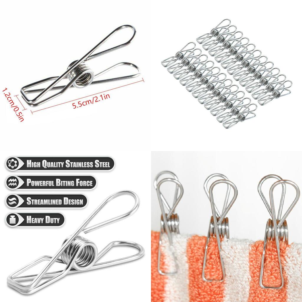 Durable And Rustproof 20x Stainless Steel Clothes Pegs For Strong Laundry Grip And Compact Storage