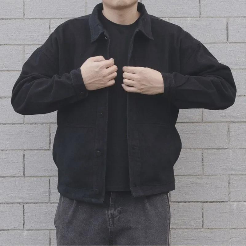 Jachetă retro din denim pentru bărbați, mărime mare - casual, durabilă, îmbrăcăminte de lucru rezistentă la uzură, de primăvară/toamnă