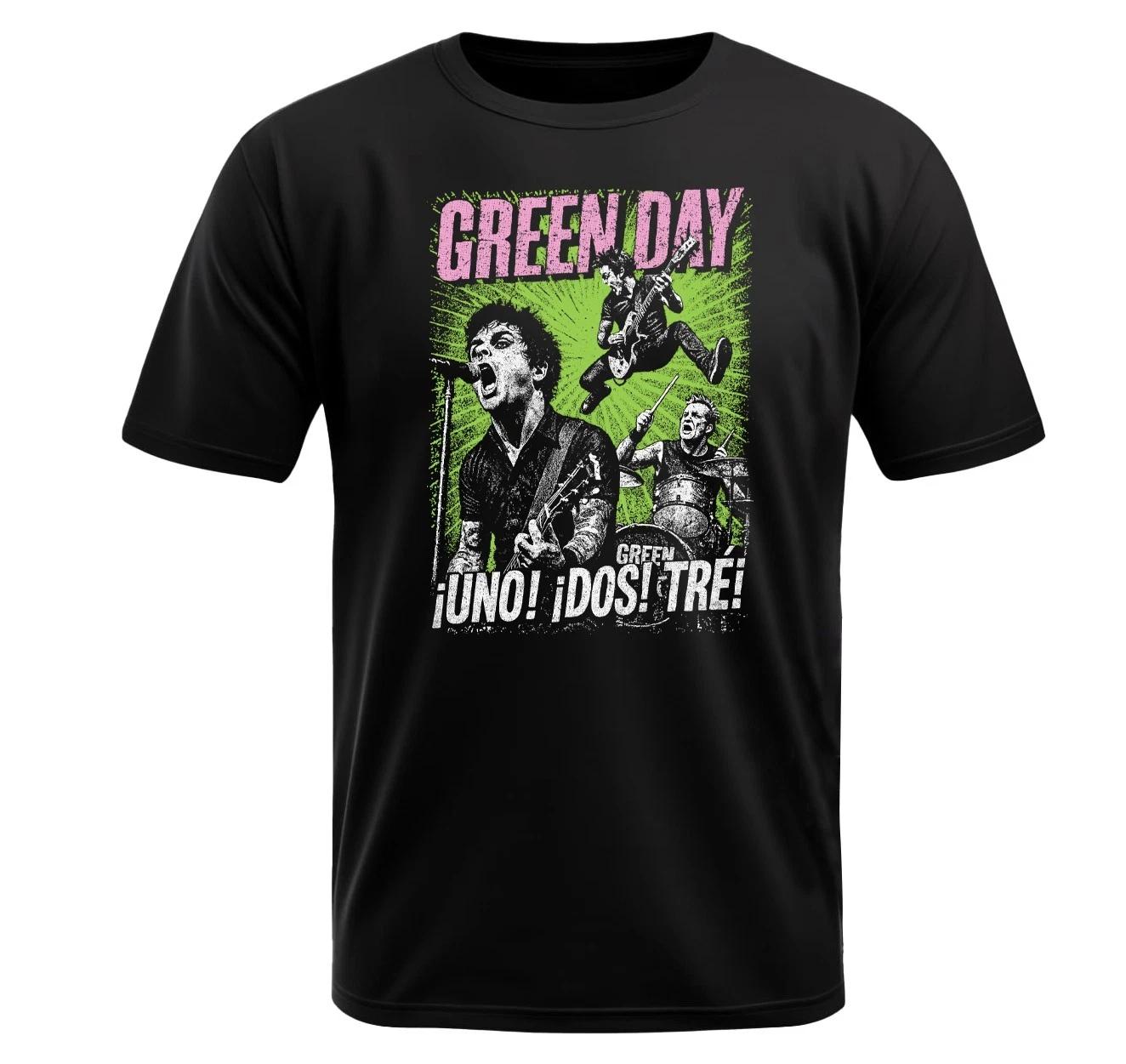 Green Day black T-Shirt light polyester - Punk Rock Punk Pop Festival Tee gift S