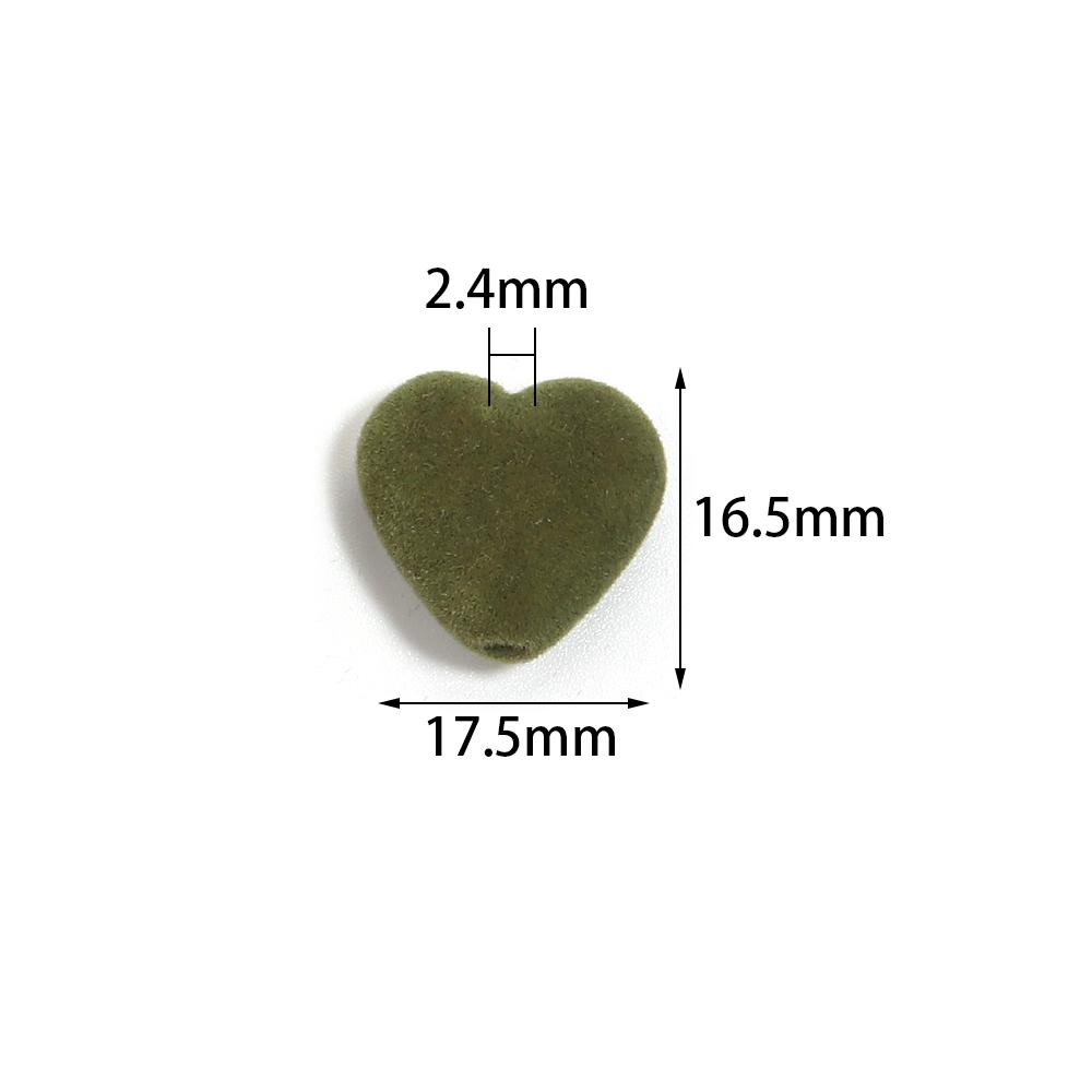 10pcs/Lot 16mm Heart Flocked Acrylic Beads For Jewelry Making Loose Spacer Big Hole Beads DIY Bracelet Necklace Accessories