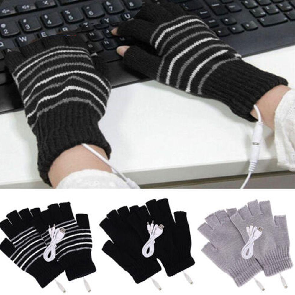 USB Winter Electric Heating Gloves Full&Half Finger Gloves Heated Gloves Knitted Mitten