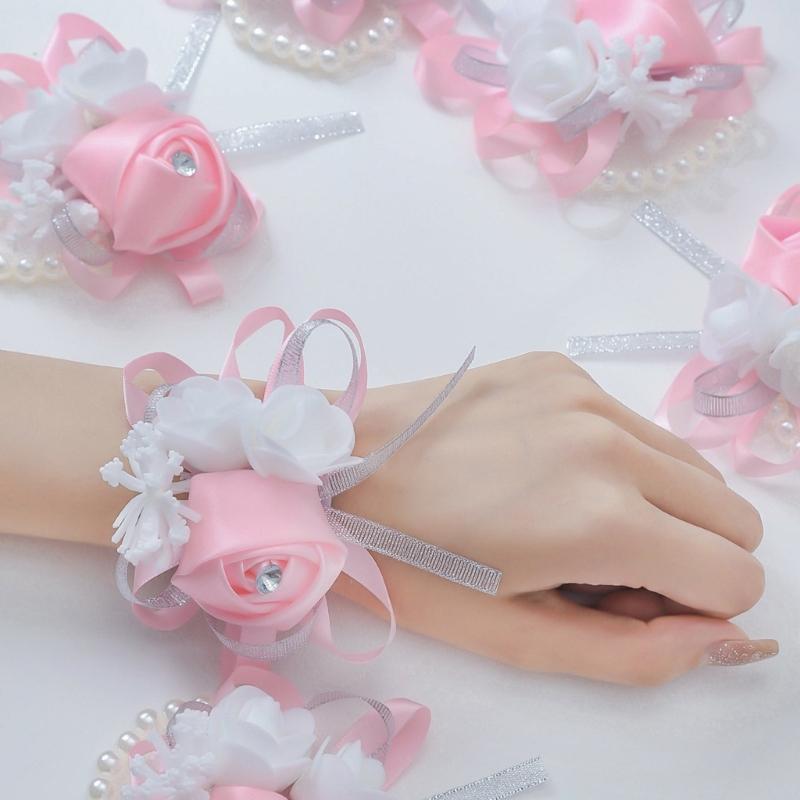 Romantik Seidenblume Braut Handgelenkblume Corsage für Hochzeitsfotografie Verlobungsparty Zubehör Handgelenkdekoration