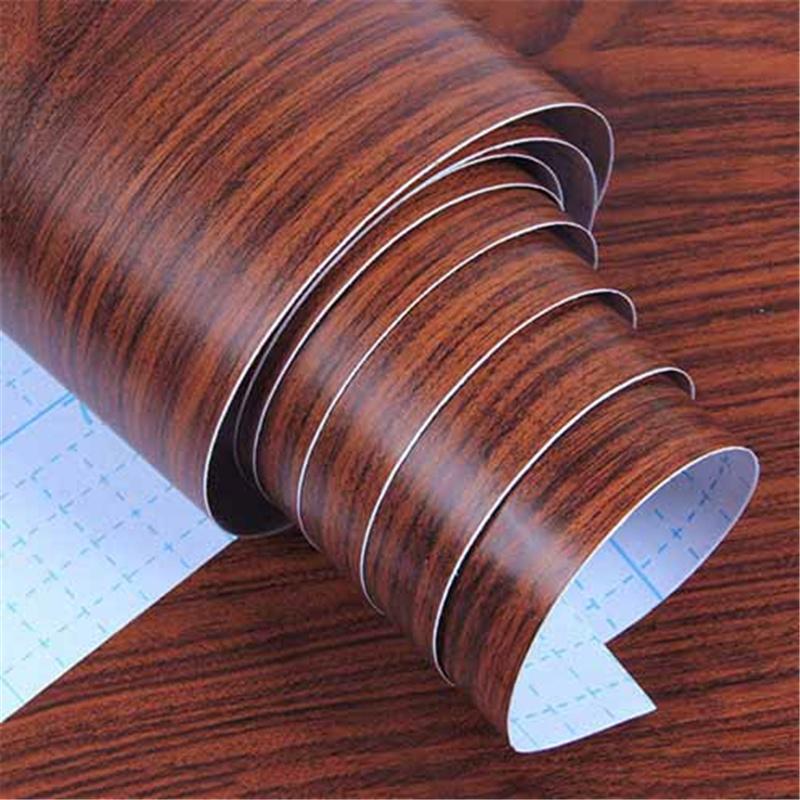 Realistic Red Wood Grain Peel & Stick Vinyl Wrap Self-Adhesive Furniture Film for Tables Cabinets Wardrobes & DIY Home Renovation Wall Paper