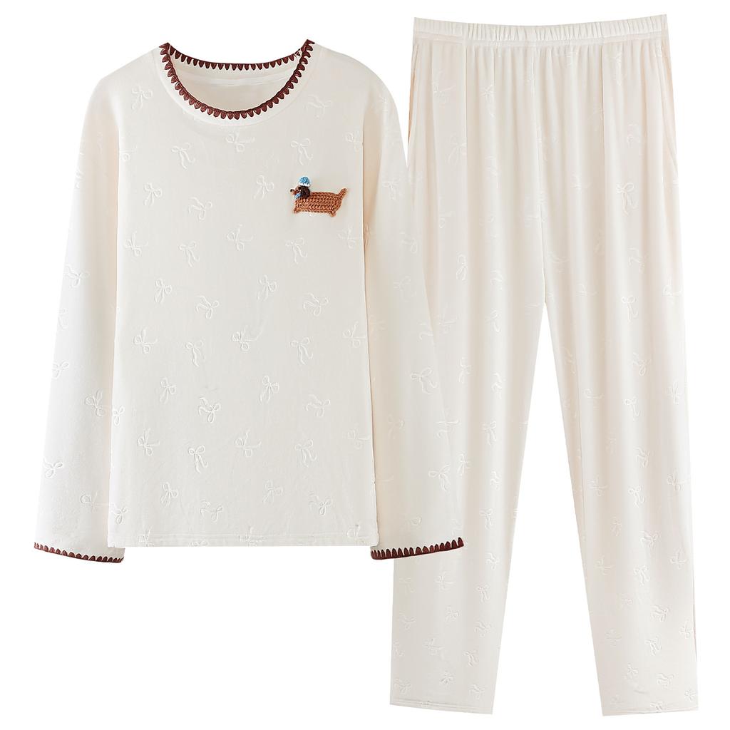 Pajamas Women'S Autumn And Winter Island Fleece Thickened Fleece Coral Fleece Can Be Worn Outside Winter Thin Fleece Cute Cartoon Loungewear