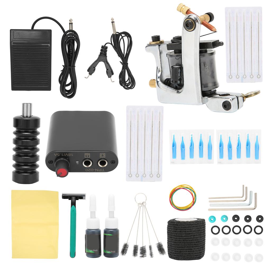 Complete Tattoo Kit Professional Tattoo Kit Coils Tattoo Machine Kit Disposable Needles Clip