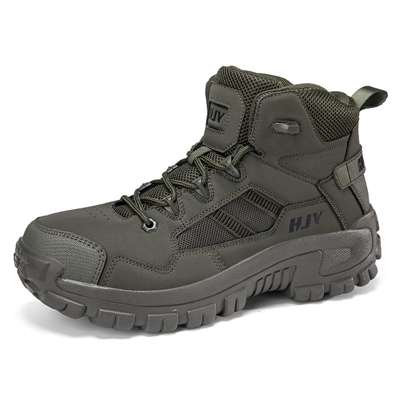 

Casual Sneakers Men Lace-up High-top Comfortable Wear-resistant Breathable Hiking Shoes Men Shock-absorbing Outdoor Sports Shoes 39 армия зеленый